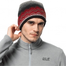 Jack Wolfskin Knitted Hat (Beanie) Nordic Shadow Cap with Fleece Lining red/grey Men